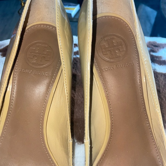 Tory Burch REA 75mm open toe pump patent calf sz 8 - Picture 2 of 15
